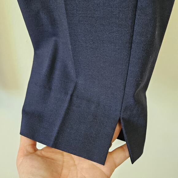 Everlane Slim Wool Trouser Pants Sz 12 Navy Blue Cropped Ankle - Picture 6 of 10